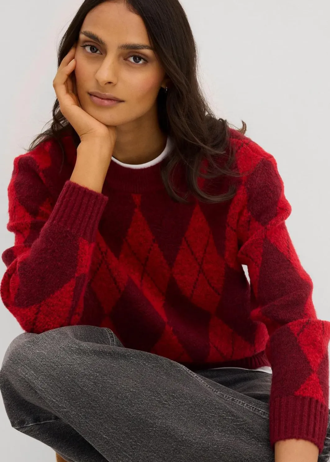 Online Feinstrickpullover mit Karomuster Damen Bekleidung·Umstandsmode|Bekleidung·Jeans