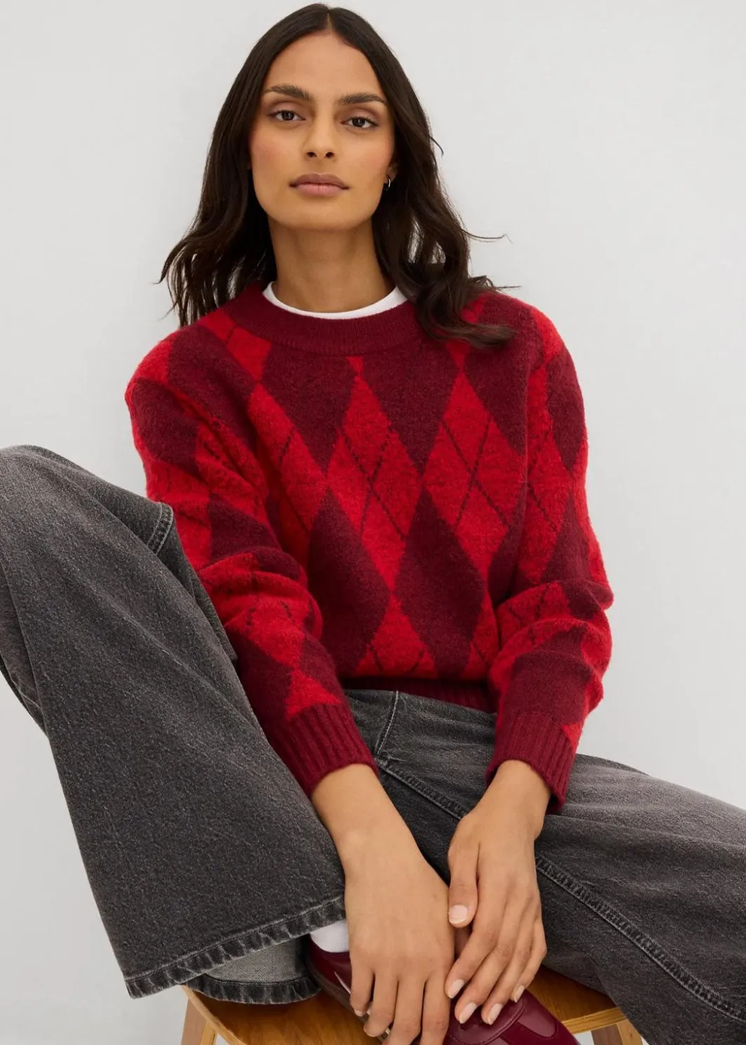 Online Feinstrickpullover mit Karomuster Damen Bekleidung·Umstandsmode|Bekleidung·Jeans
