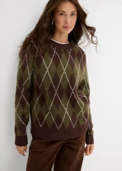 Damen bonprix Bekleidung·Umstandsmode|Bekleidung·Jeans|Feinstrickpullover mit Karomuster