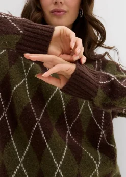 Damen bonprix Bekleidung·Umstandsmode|Bekleidung·Jeans|Feinstrickpullover mit Karomuster