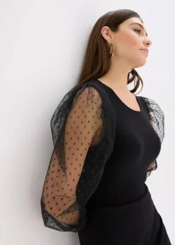Discount Feinstrickpullover mit Meshärmeln Damen Bekleidung·Umstandsmode|Bekleidung·Jeans