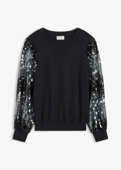 Feinstrickpullover mit Pailletten-Ärmeln Damen Bekleidung·Umstandsmode|Bekleidung·Jeans