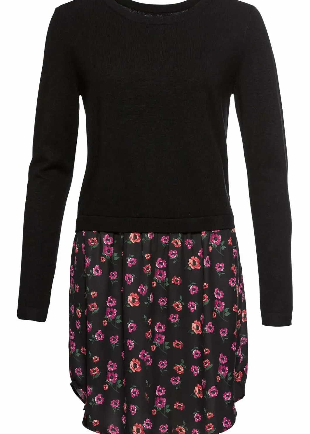 Damen bonprix Pullover & Strickjacken|Strickmode|Feinstrickpullover mit Rockansatz