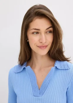 Damen bonprix Bekleidung·Umstandsmode|Bekleidung·Jeans|Feinstrickpullover mit schmückendem Kragen