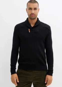 Herren bonprix Pullover & Strickjacken|Große Größen|Feinstrickpullover mit Schalkragen