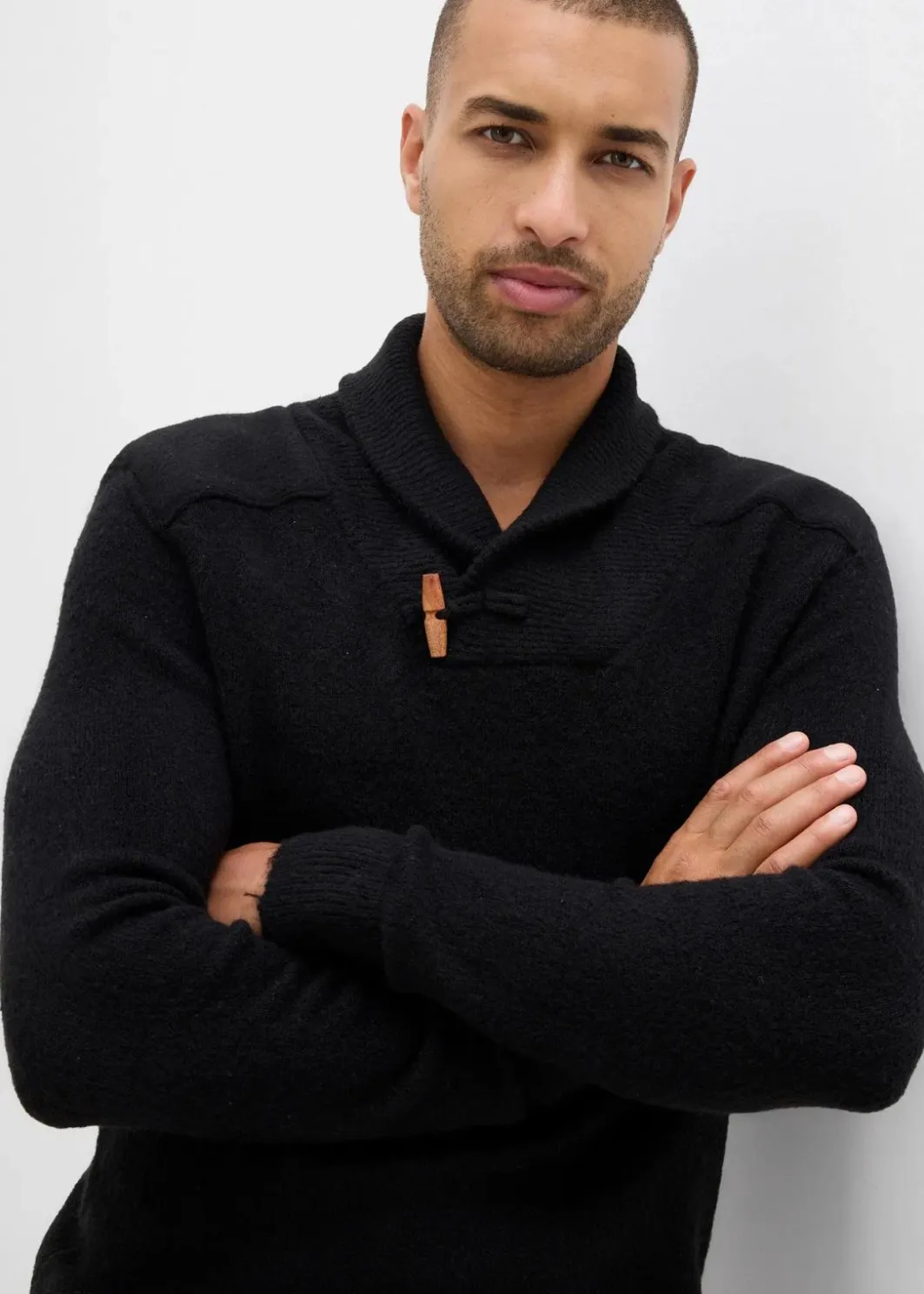 Herren bonprix Pullover & Strickjacken|Große Größen|Feinstrickpullover mit Schalkragen