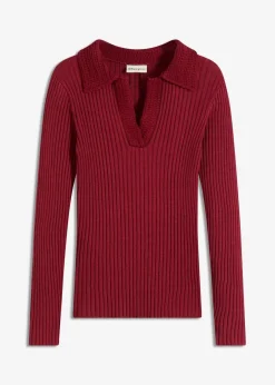 Damen bonprix Pullover & Strickjacken|Strickmode|Feinstrickpullover mit schmückendem Kragen