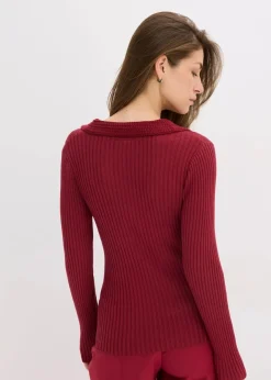 Damen bonprix Pullover & Strickjacken|Strickmode|Feinstrickpullover mit schmückendem Kragen