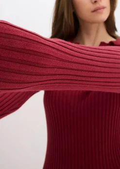Damen bonprix Pullover & Strickjacken|Strickmode|Feinstrickpullover mit schmückendem Kragen