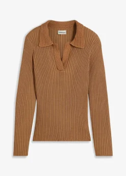 Damen bonprix Pullover & Strickjacken|Strickmode|Feinstrickpullover mit schmückendem Kragen