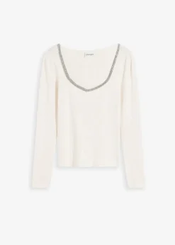Outlet Feinstrickpullover mit Schmuck-Detail Damen Strickmode|Pullover & Strickjacken