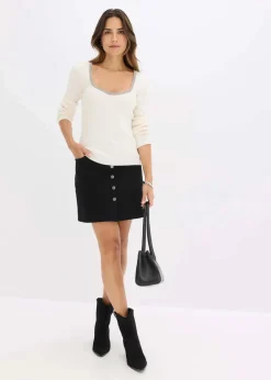 Outlet Feinstrickpullover mit Schmuck-Detail Damen Strickmode|Pullover & Strickjacken