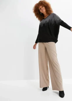 Online Feinstrickpullover mit Strass-Applikation Damen Pullover & Strickjacken|Nachhaltigere Materialien