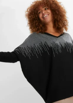 Online Feinstrickpullover mit Strass-Applikation Damen Pullover & Strickjacken|Nachhaltigere Materialien