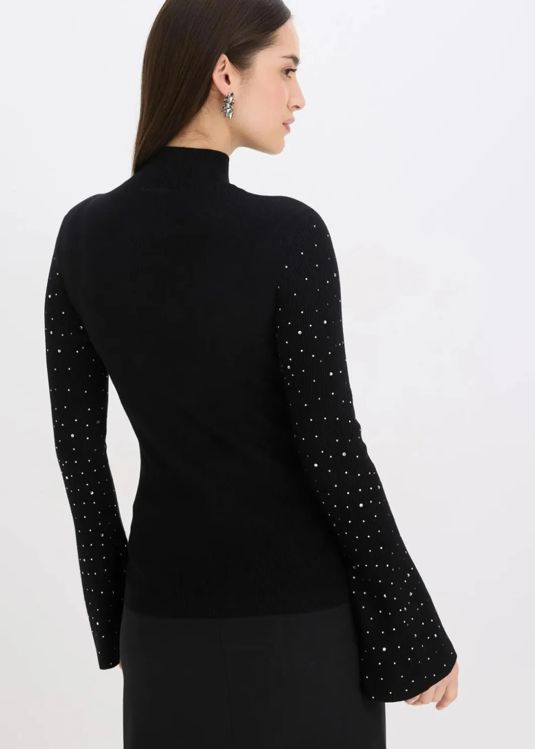 Damen bonprix Bekleidung·Umstandsmode|Bekleidung·Jeans|Feinstrickpullover mit verzierten Trompetenärmeln