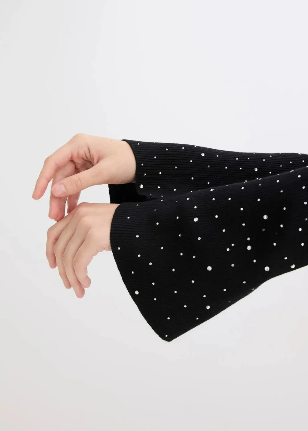 Damen bonprix Bekleidung·Umstandsmode|Bekleidung·Jeans|Feinstrickpullover mit verzierten Trompetenärmeln