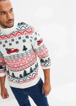 Herren bonprix Große Größen|Pullover & Strickjacken|Feinstrickpullover mit Weihnachtsmotiv