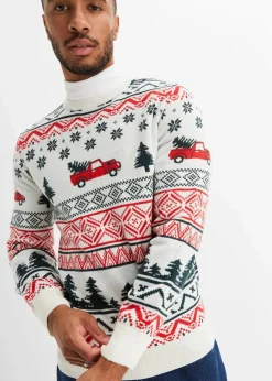 Herren bonprix Große Größen|Pullover & Strickjacken|Feinstrickpullover mit Weihnachtsmotiv