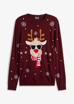 Herren bonprix Pullover & Strickjacken|Große Größen|Feinstrickpullover mit Weihnachtsmotiv