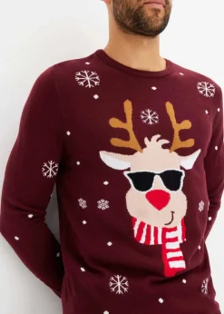 Herren bonprix Pullover & Strickjacken|Große Größen|Feinstrickpullover mit Weihnachtsmotiv