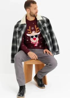 Herren bonprix Pullover & Strickjacken|Große Größen|Feinstrickpullover mit Weihnachtsmotiv