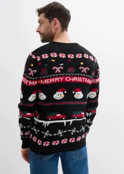Herren bonprix Große Größen|Pullover & Strickjacken|Feinstrickpullover mit Weihnachtsmotiv