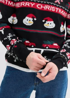 Herren bonprix Große Größen|Pullover & Strickjacken|Feinstrickpullover mit Weihnachtsmotiv