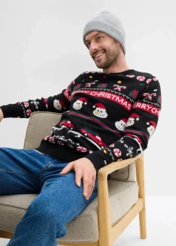 Herren bonprix Große Größen|Pullover & Strickjacken|Feinstrickpullover mit Weihnachtsmotiv