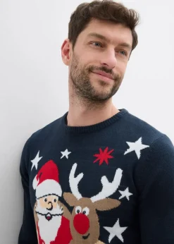 Herren bonprix Große Größen|Pullover & Strickjacken|Feinstrickpullover mit Weihnachtsmotiv