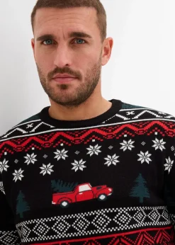 Discount Feinstrickpullover mit Weihnachtsmotiv Herren Pullover & Strickjacken|Große Größen