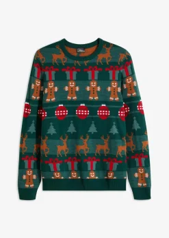 Feinstrickpullover mit Weihnachtsmotiv Herren Pullover & Strickjacken|Große Größen