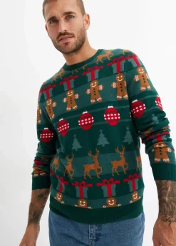 Feinstrickpullover mit Weihnachtsmotiv Herren Pullover & Strickjacken|Große Größen