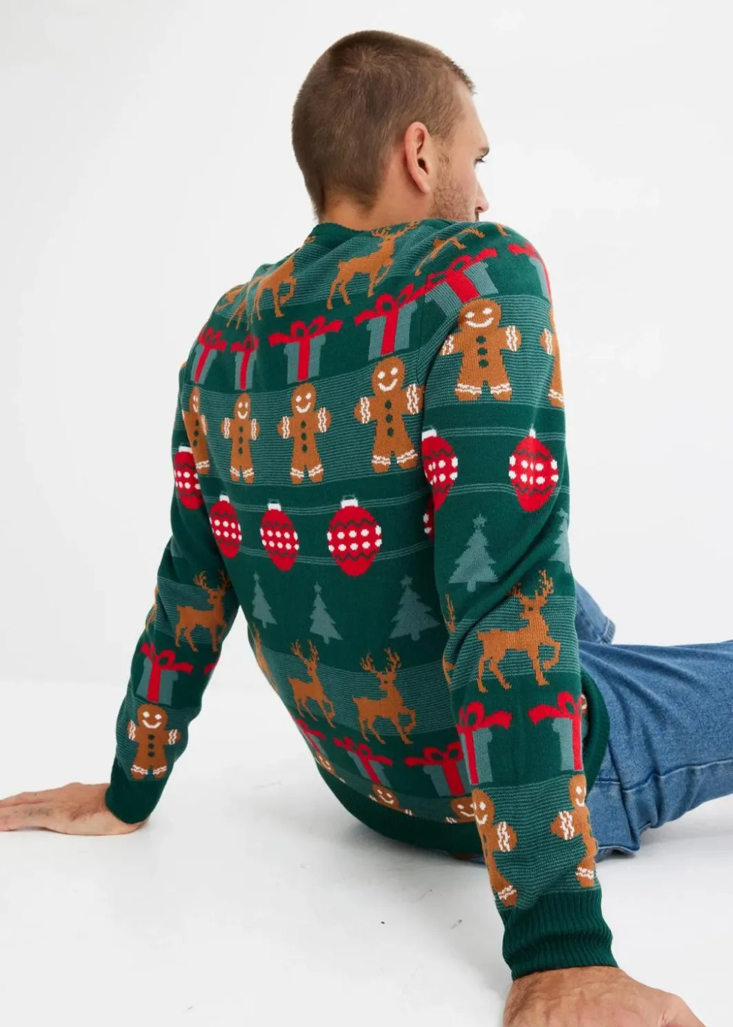Feinstrickpullover mit Weihnachtsmotiv Herren Pullover & Strickjacken|Große Größen