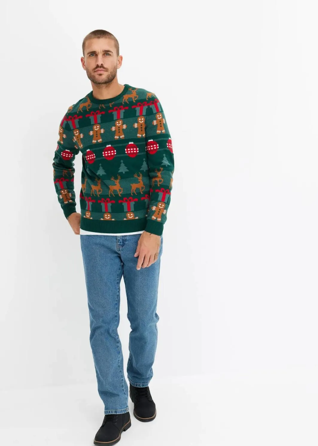 Feinstrickpullover mit Weihnachtsmotiv Herren Pullover & Strickjacken|Große Größen