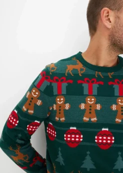 Feinstrickpullover mit Weihnachtsmotiv Herren Pullover & Strickjacken|Große Größen