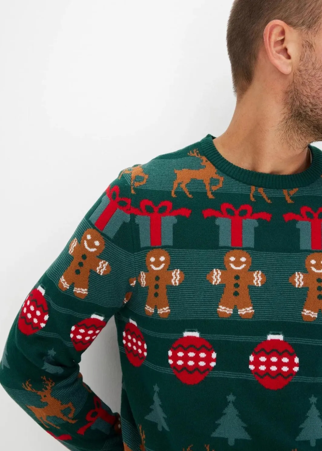 Feinstrickpullover mit Weihnachtsmotiv Herren Pullover & Strickjacken|Große Größen