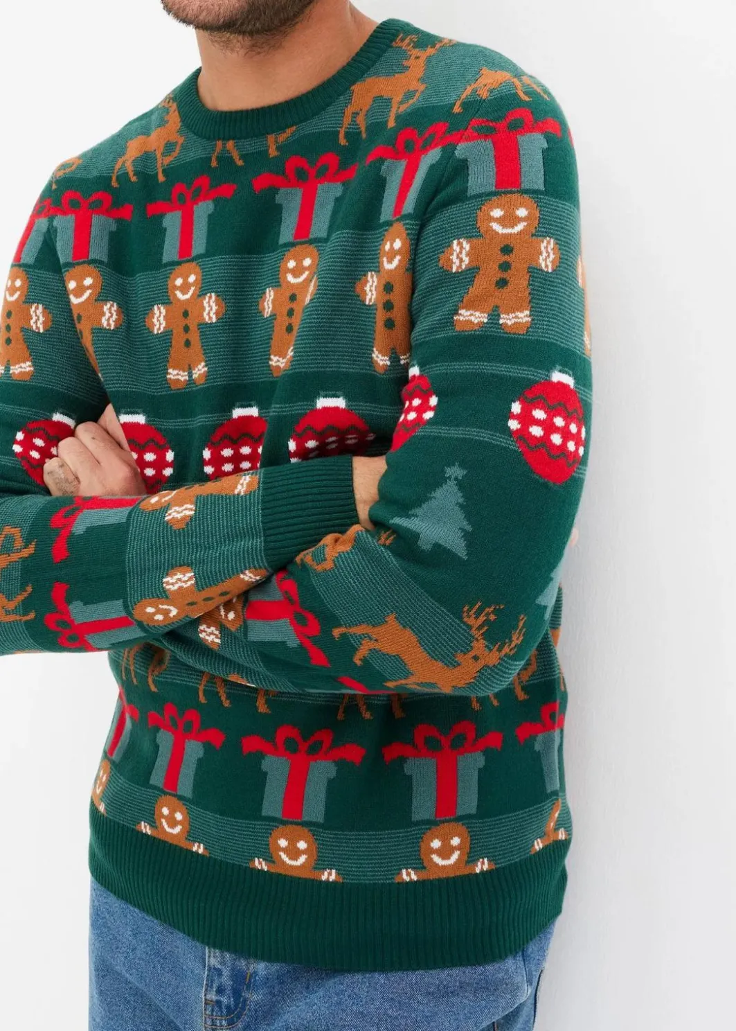 Feinstrickpullover mit Weihnachtsmotiv Herren Pullover & Strickjacken|Große Größen