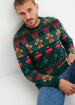 Feinstrickpullover mit Weihnachtsmotiv Herren Pullover & Strickjacken|Große Größen