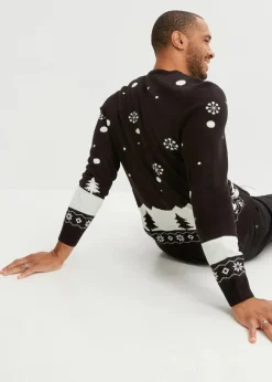 Herren bonprix Pullover & Strickjacken|Große Größen|Feinstrickpullover mit Weihnachtsmotiv