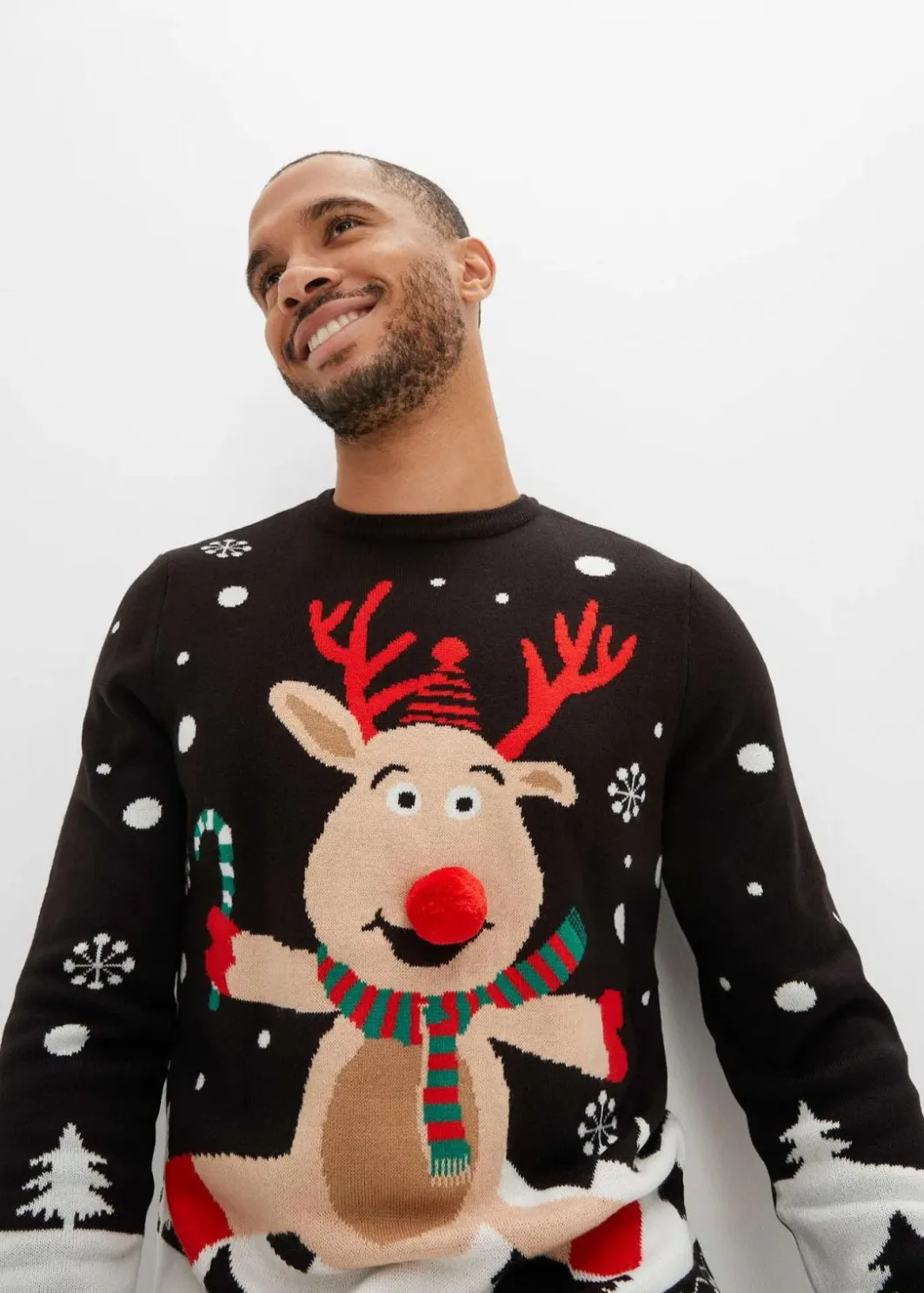 Herren bonprix Pullover & Strickjacken|Große Größen|Feinstrickpullover mit Weihnachtsmotiv