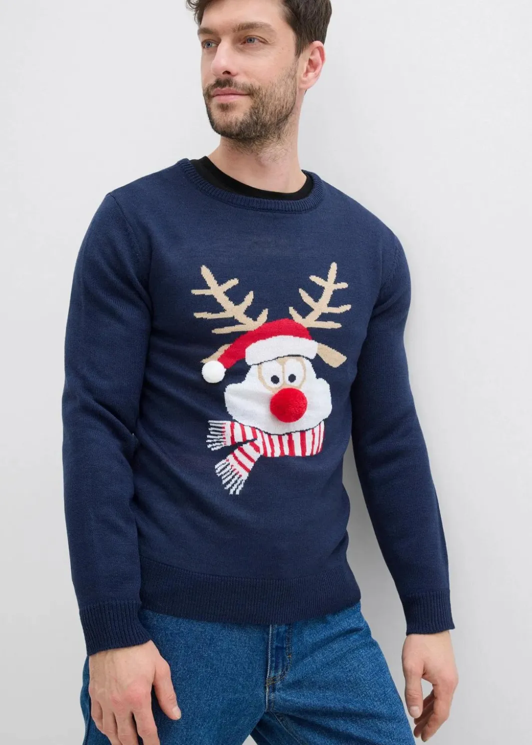 Herren bonprix Große Größen|Pullover & Strickjacken|Feinstrickpullover mit Weihnachtsmotiv