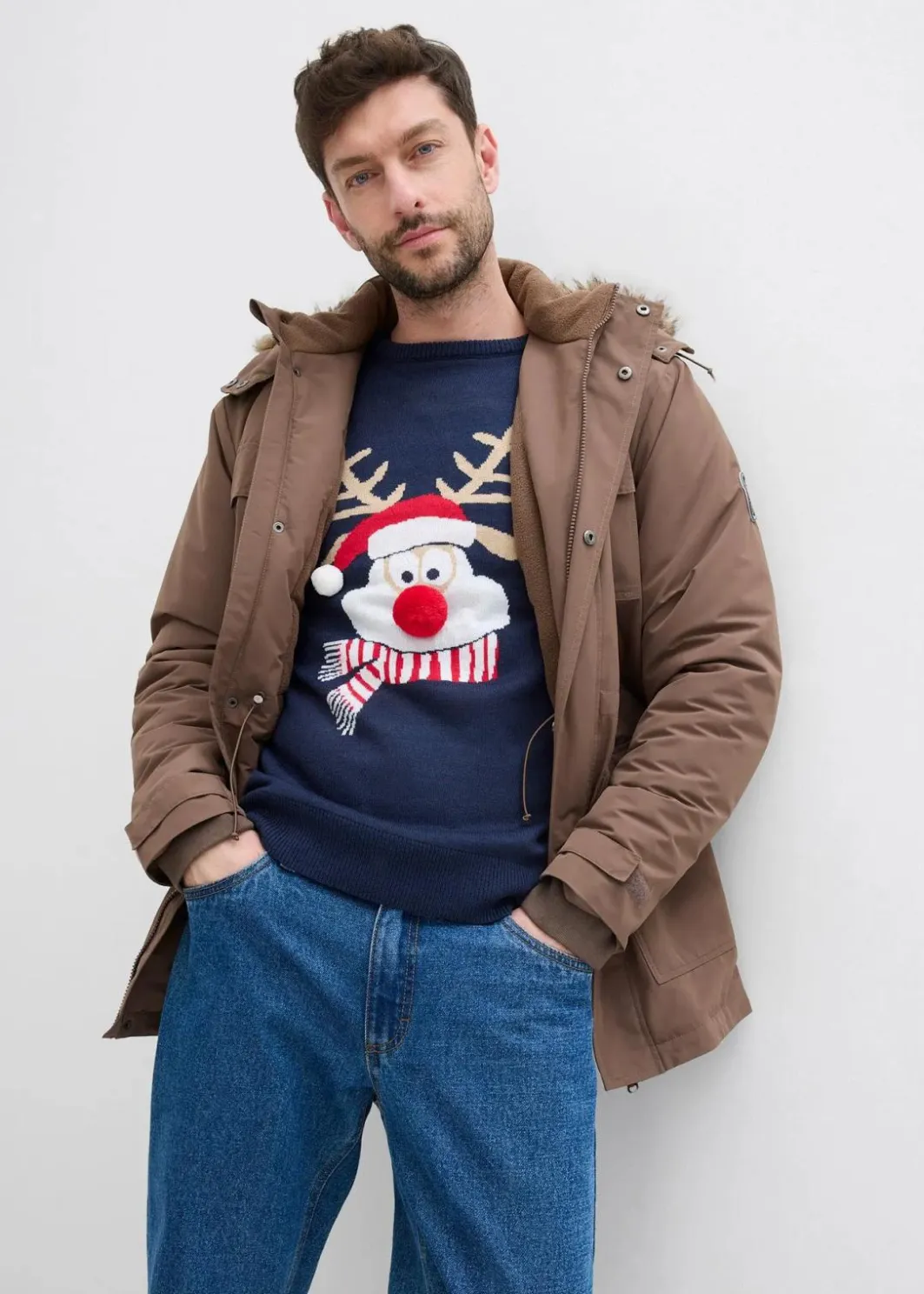 Herren bonprix Große Größen|Pullover & Strickjacken|Feinstrickpullover mit Weihnachtsmotiv