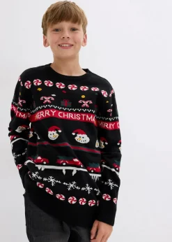 Kinder bonprix Jungen 9-16 Jahre·Sweat & Strick|Feinstrickpullover mit Weihnachtsmotiv