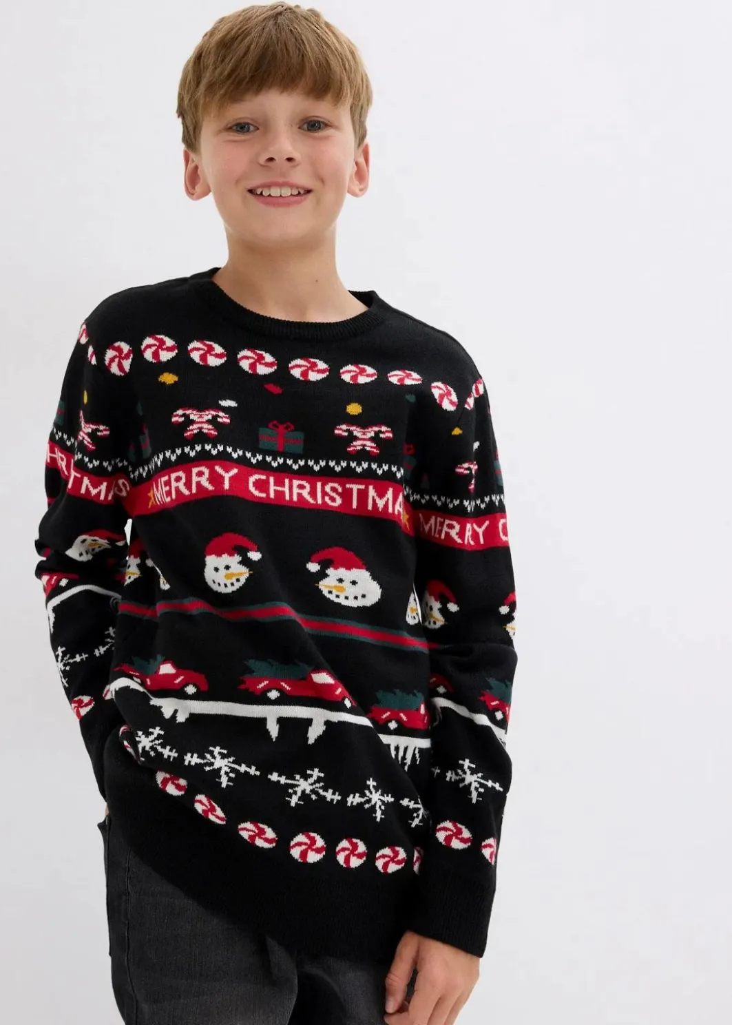 Kinder bonprix Jungen 9-16 Jahre·Sweat & Strick|Feinstrickpullover mit Weihnachtsmotiv