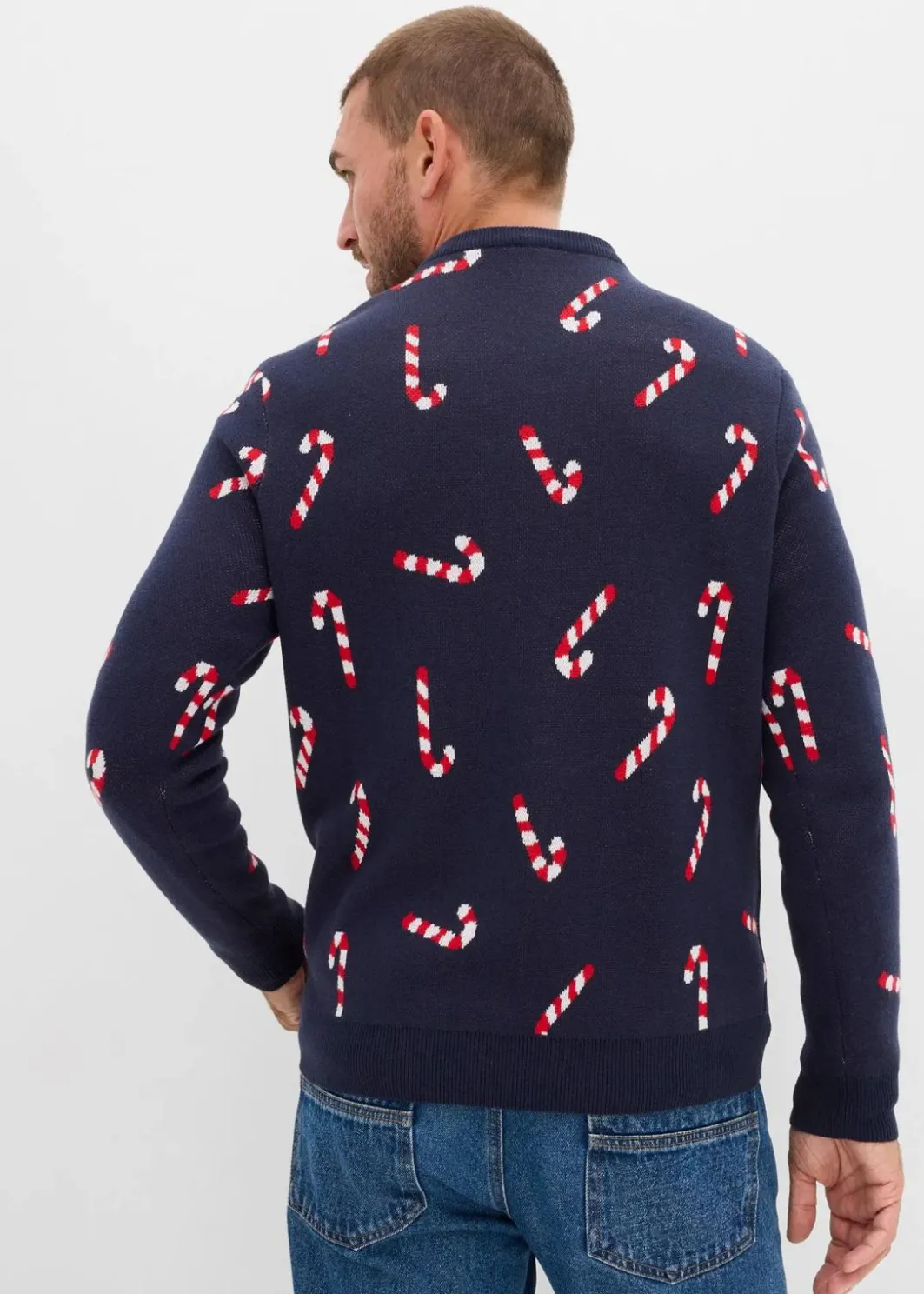 Herren bonprix Große Größen|Pullover & Strickjacken|Feinstrickpullover mit Weihnachtsmotiv aus weichem Baumwollmix