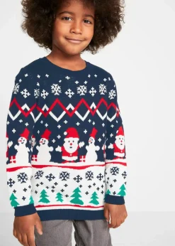 Feinstrickpullover mit Weihnachtsmotiv aus reiner Baumwolle Kinder Jungen 9-16 Jahre·Sweat & Strick|Jungen 2-8 Jahre·Sweat & Strick