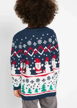 Feinstrickpullover mit Weihnachtsmotiv aus reiner Baumwolle Kinder Jungen 9-16 Jahre·Sweat & Strick|Jungen 2-8 Jahre·Sweat & Strick