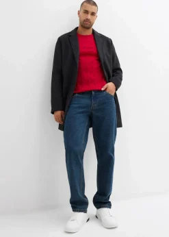 Discount Feinstrickpullover mit Zopfmuster aus weichem Baumwollmix , Slim Fit Herren Pullover & Strickjacken|Große Größen
