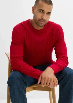 Discount Feinstrickpullover mit Zopfmuster aus weichem Baumwollmix , Slim Fit Herren Pullover & Strickjacken|Große Größen