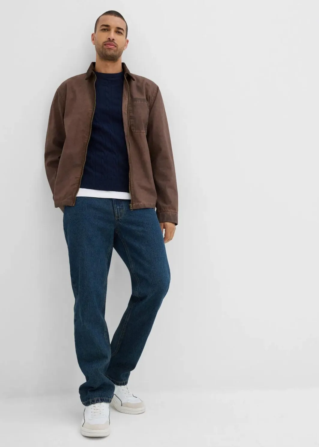 Herren bonprix Pullover & Strickjacken|Große Größen|Feinstrickpullover mit Zopfmuster aus weichem Baumwollmix , Slim Fit